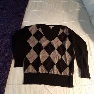 Hayden 100% cashmere argyle sweater, size S